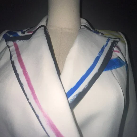 L'ATISTE COLOR ME BAD ARTSY PANTS SUIT GRAPHIC PAINTED CONTRASTING OUTLINE -  S - Picture 13 of 16